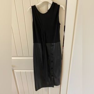 Black Form Fitting Tie Around waist… Faux Leather bottom. Size small. Worn once